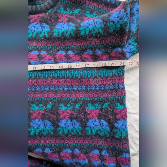 Vintage Hunt Club Large Wool Blend Grandpa Sweater Blue Purple Cozy - Picture 8 of 10